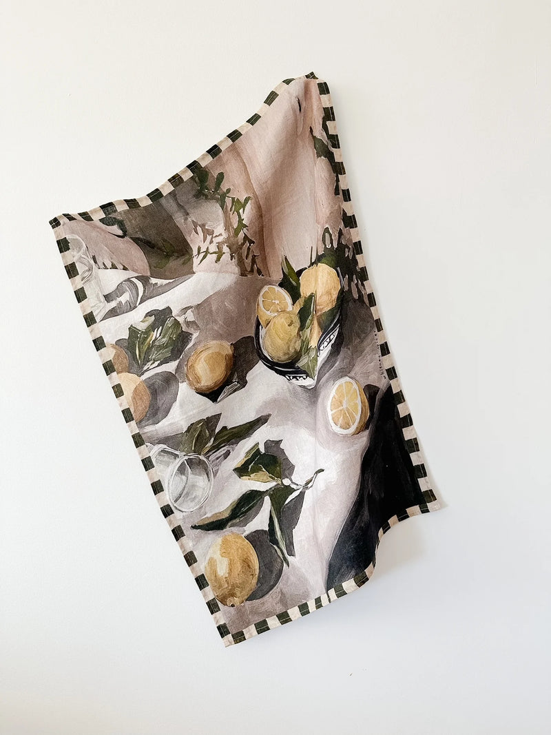 Whitney Spicer Linen Tea Towel - Moody Lemons