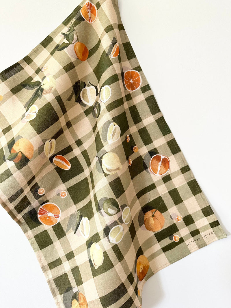 Whitney Spicer Linen Tea Towel - Sour Plaid