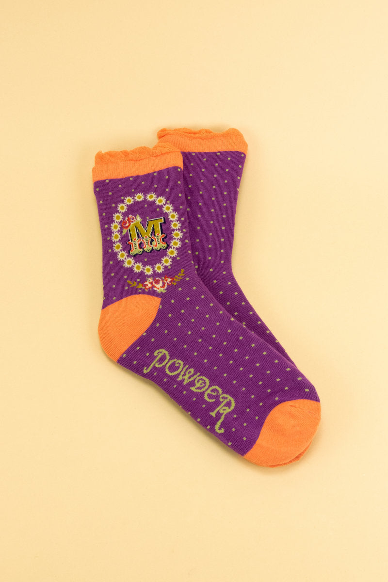 Ladies Initial Socks - M