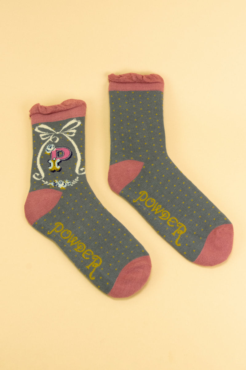 Ladies Initial Socks - P