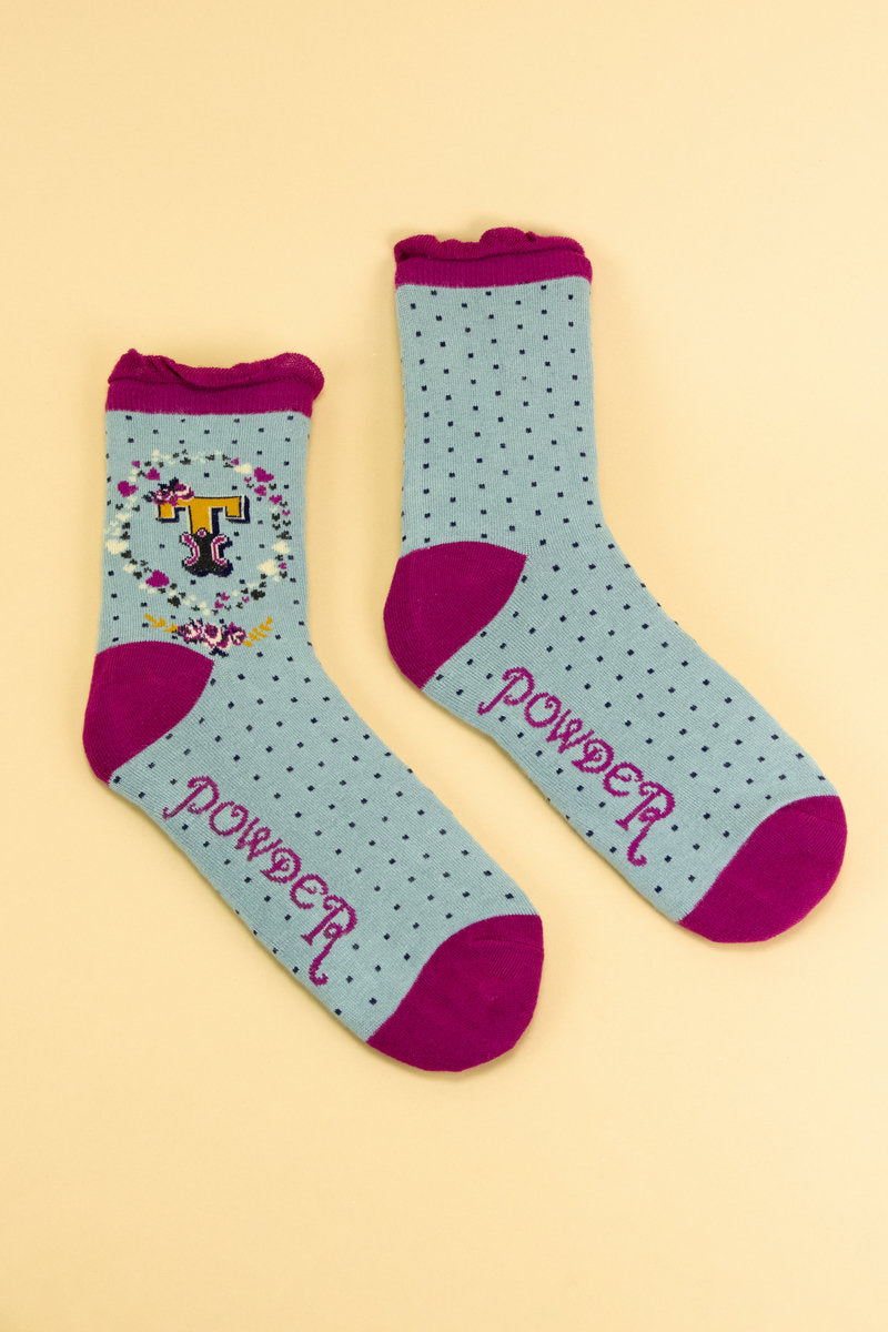 Ladies Initial Socks - T