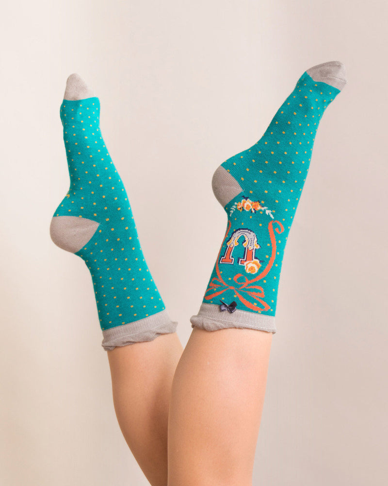 Ladies Initial Socks - U