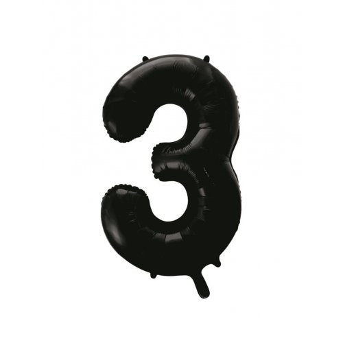 INFLATED 86cm Black Number Balloons
