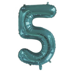 INFLATED 86cm Teal Number Balloons