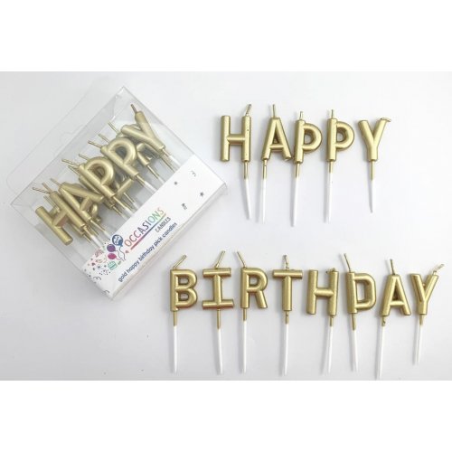 Happy Birthday Pick Candles Metallic