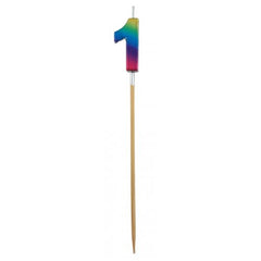 Rainbow Metallic Numbered Long Stick Candle