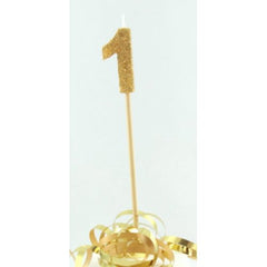 Gold Glitter Numbered Long Stick Candle