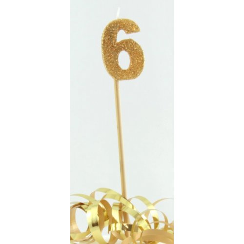 Gold Glitter Numbered Long Stick Candle