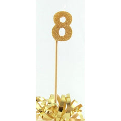 Gold Glitter Numbered Long Stick Candle