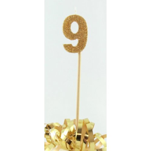 Gold Glitter Numbered Long Stick Candle