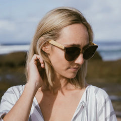 Bella Champagne Wooden Polarised Sunglasses