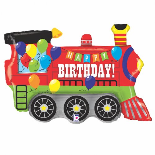 INFLATED 37" Birthday Party Train Shape