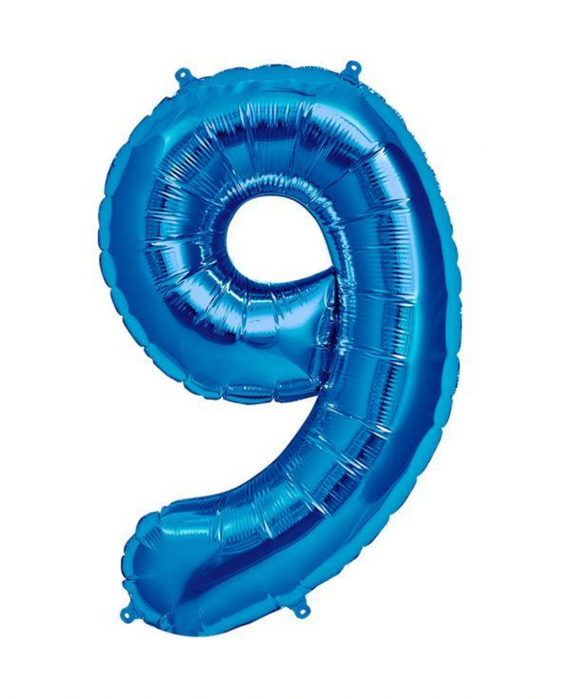 INFLATED 86cm Blue Number Balloons