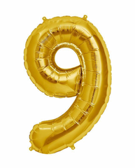 INFLATED 86cm Gold Number Balloons