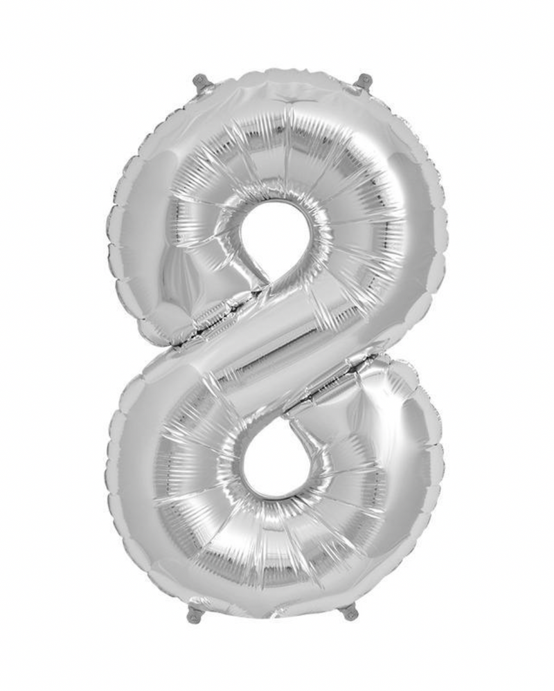 INFLATED 86cm Silver Number Balloons