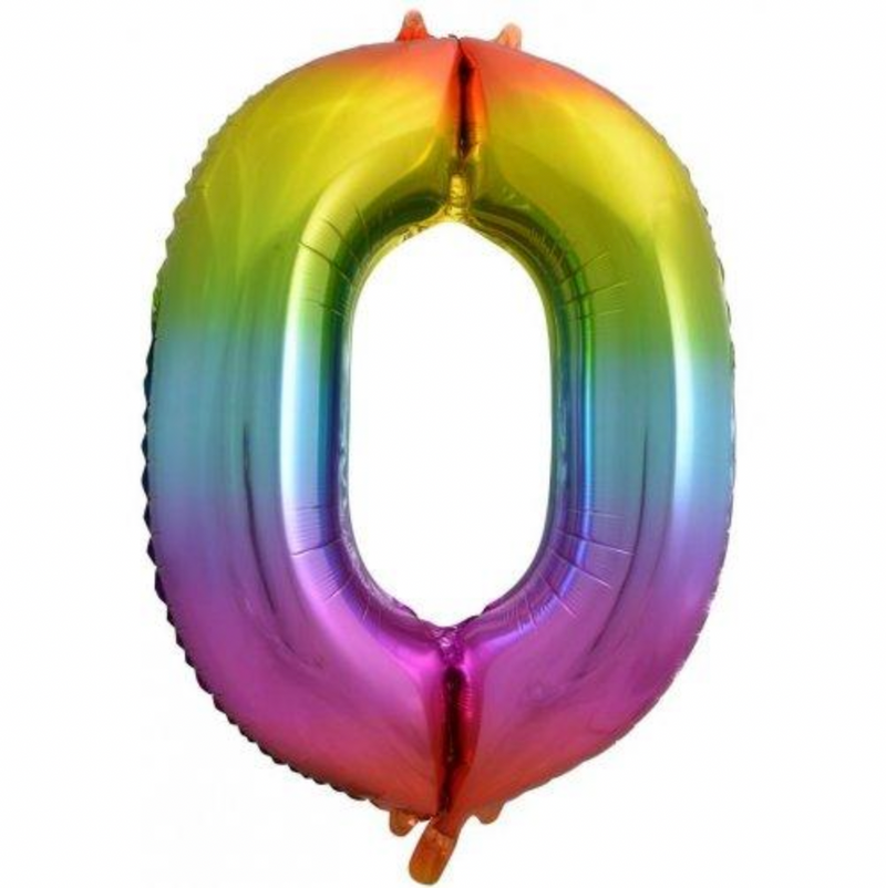 INFLATED 86cm Rainbow Number Balloons
