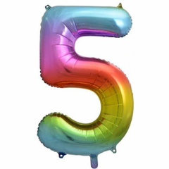 INFLATED 86cm Rainbow Number Balloons