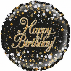Sparkling Fizz Black & Gold Birthday Foil