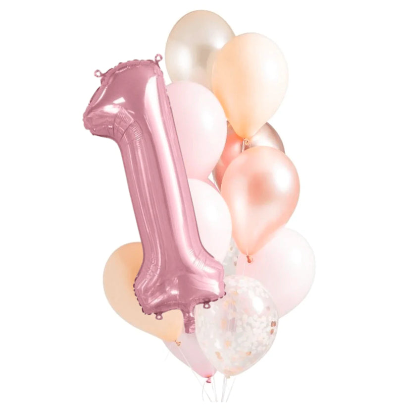 INFLATED Balloon Bunch Blossom + Pastel Pink Number Foil