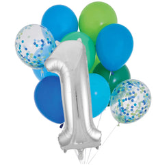 INFLATED Balloon Bunch Handsome + Silver Number Foil