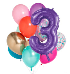 INFLATED Balloon Bunch Mermaid + Purple Foil Number