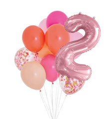 INFLATED Balloon Bunch Pink Shimmer + Pastel Pink Number Foil