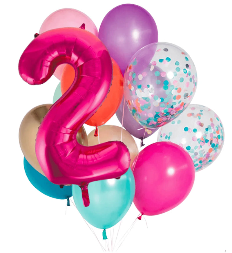 INFLATED Balloon Bunch Mermaid + Pink Foil Number