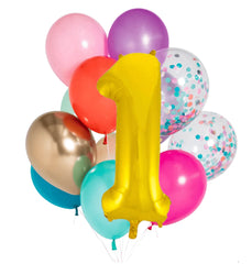 INFLATED Balloon Bunch Mermaid + Gold Foil Number