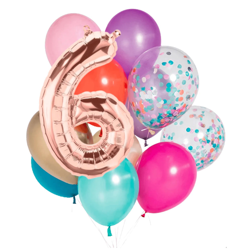 INFLATED Balloon Bunch Mermaid + Rose Gold Foil Number
