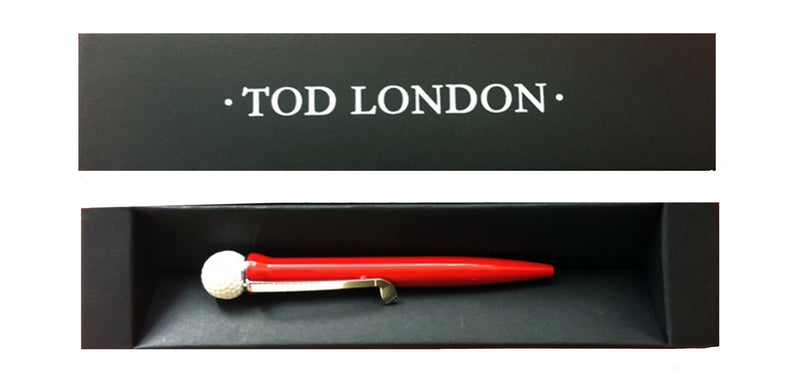 Tod London Golf Ball Pen Red in a Black Gift Box