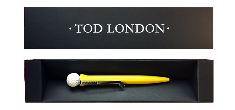 Tod London Golf Ball Pen Yellow in a Black Gift Box