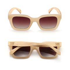 Zahra Nude Wooden Polarised Sunglasses