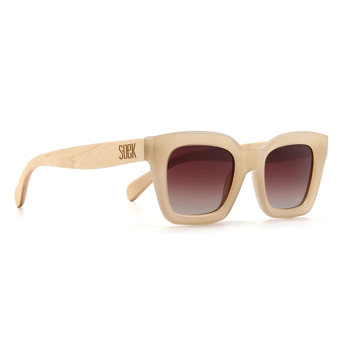 Zahra Nude Wooden Polarised Sunglasses