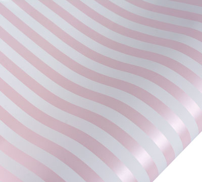 Roll wrap - Pearlised Stripe Pink/White (5m)